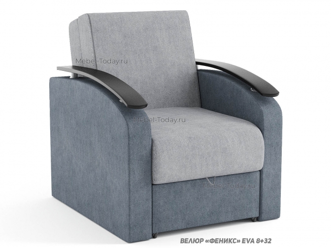 Кресло-кровать Сицилия с деревянными подлокотниками, спальное место 60*194 см, механизм аккордеон, с ящиком для белья