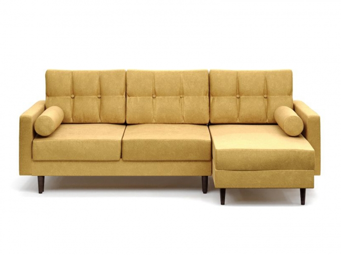 Диван угловой Карлос еврокнижка с пантографом (велюр песочный)