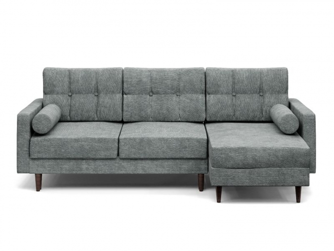 Диван угловой Карлос еврокнижка с пантографом (рогожка серая)