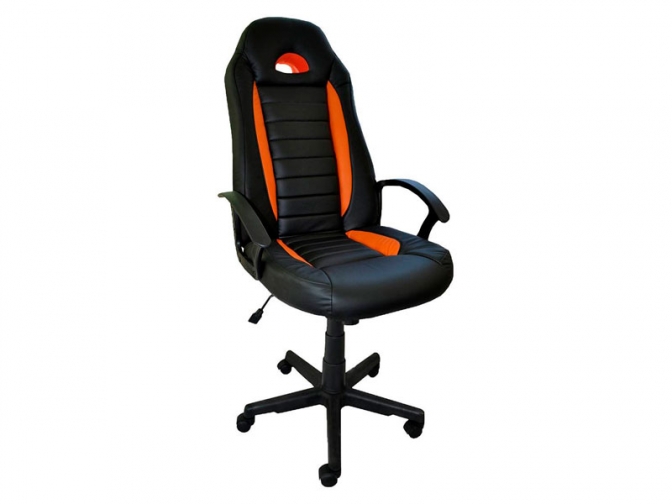 Компьютерное кресло Пилот к/з черно-оранжевый