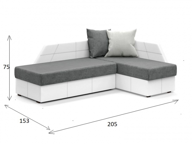 Кухонный угловой диван Антей (Андора) - велюр энерджи 810-15 + к/з белый