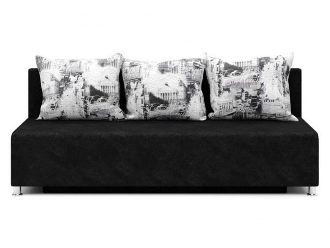 Диван Форвард еврокнижка (велюр энерджи лайт черный + Москва серая)