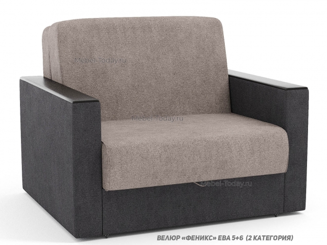 Компактный диван-аккордеон Атлант ДН 100x194 с ящиком и МДФ накладками на подлокотники прямыми