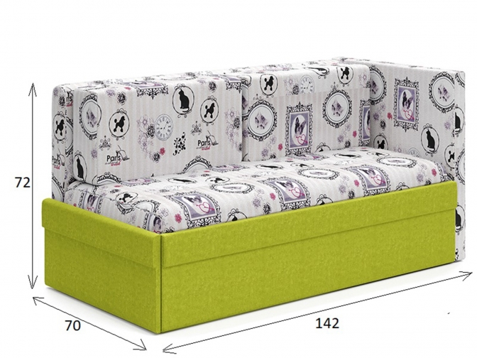 Детский диван Этюд Малыш 1 (велюр фьюжн кенди + велюр кабрио-28)
