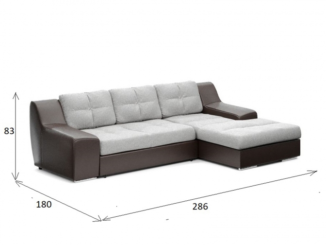 Угловой диван Чикаго дельфин (рогожка Лайт 2-2 + к/з венге)