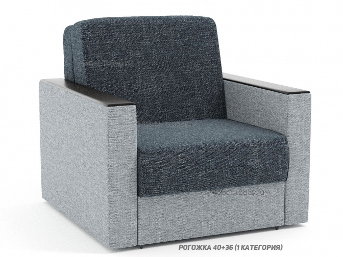 Кресло-кровать аккордеон Атлант ДН, спальное место 60x194 с ящиком и МДФ накладками на подлокотники