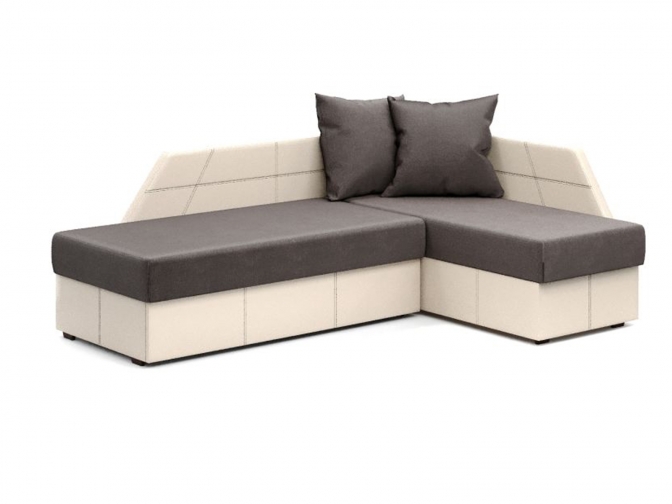 Кухонный угловой диван Антей (Андора) - рогожка Мальта лайт 12 + беж кожзам