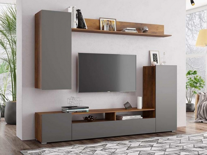 Стенка для гостиной Прага-3 Диамант Серый