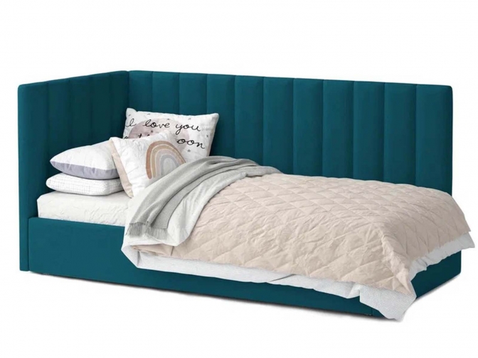 Односпальная кровать Меркурий-3 с подъемным механизмом, с мягким высоким изголовьем, ортопедическое основание, ящик для белья, велюр bingo atlantic