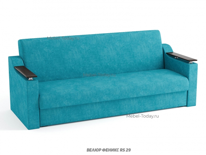 Диван книжка Сенатор 120 с деревянными подлокотниками, обивка велюр, рогожка, бархат, плюш, экокожа