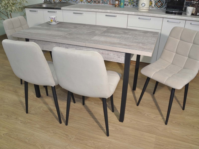 Обеденная группа Колорадо Бетон темный/черный