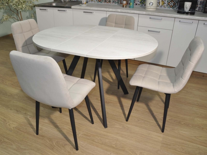 Обеденная группа Нарди Бетон белый/черный