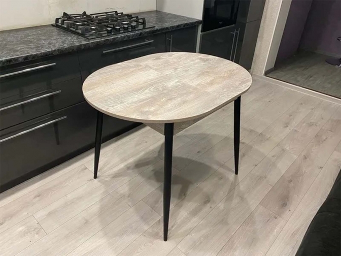 Стол обеденный раскладной Стиль-1 бетон темный + черный