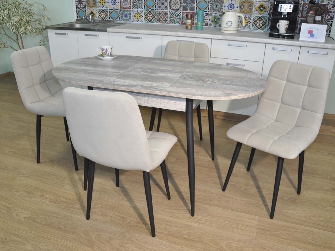 Обеденная группа Стиль-1 Бетон темный/черный