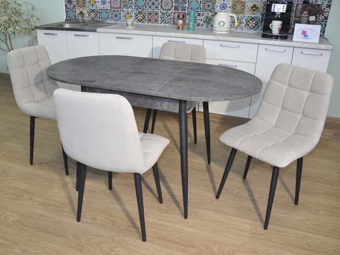 Обеденная группа Стиль-1 Цемент темный/черный