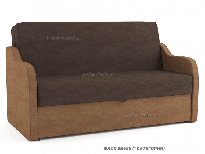 Диван двуспальный аккордеон Людмила 160 см с мягкими подлокотниками