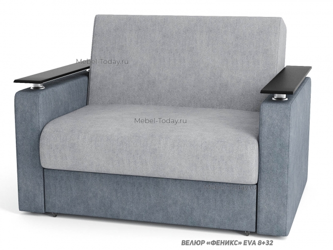 Кресло-кровать Шарк 100х194 см с деревянными подлокотниками, механизм аккордеон, с ящиком для белья