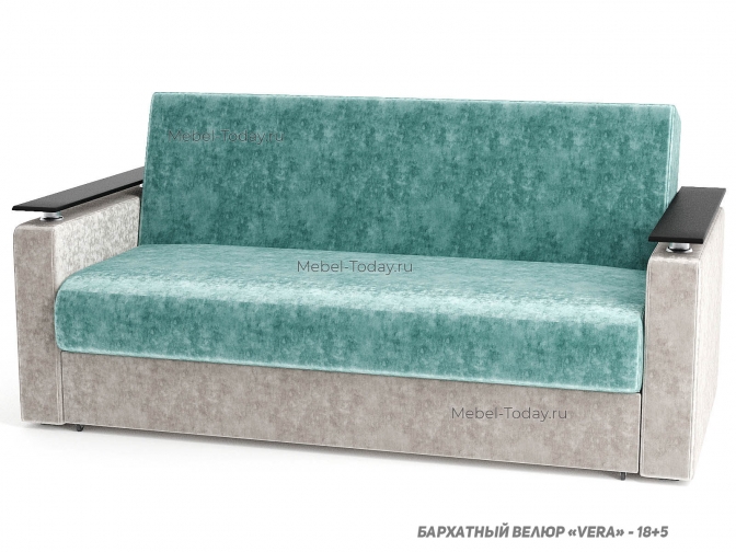 Диван кровать Шарк 160х194 см с деревянными подлокотниками, механизм аккордеон, с ящиком для белья