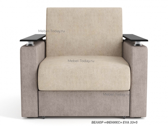 Кресло-кровать Шарк 80х194 см с деревянными подлокотниками, механизм аккордеон, с ящиком для белья