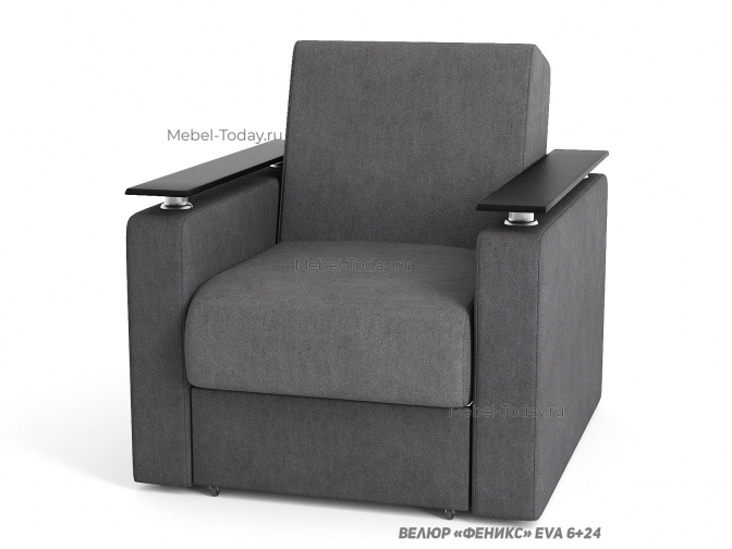 Кресло-кровать Шарк 60х194 см с деревянными подлокотниками, механизм аккордеон, с ящиком для белья