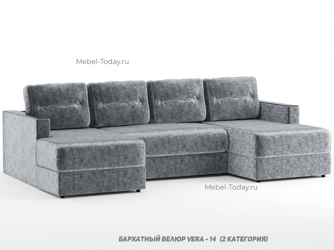 П-образный диван еврокнижка Шерлок, рогожка, велюр, бархат, плюш, дизайн 2