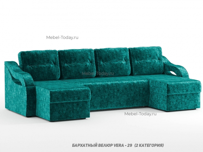 Диван П-образный Сильва 2 с механизмом трансформации еврокнижка с большим спальным местом, дизайн 1