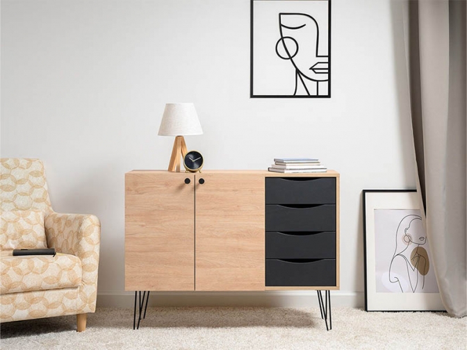 Комод Брюс 16.233 Battle rock FSC Santiago / Черный