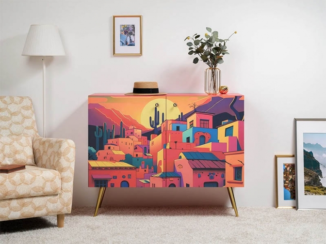 Комод Кармин 16.230.03 Красный PE D4070 / Белый PE шагрень