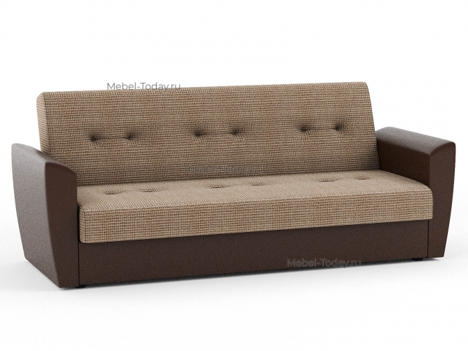 Диван книжка Амстердам рогожка микс + кожзам коричневый