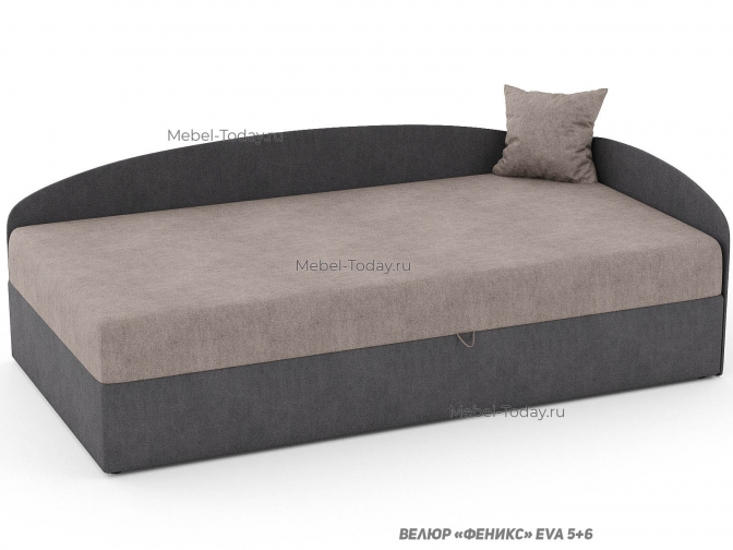 Тахта-кровать Кристина угловая с овальной спинкой, спальное место 100х190 см, обивка велюр, рогожка, плюш