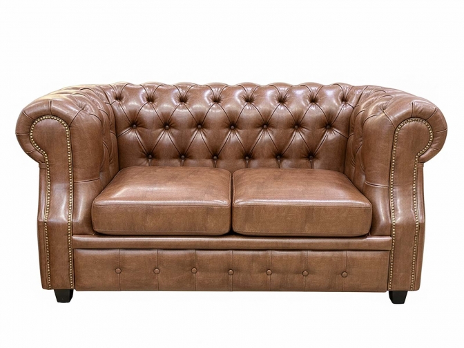 Диван 2х-местный Честер Лофт светло-коричневый