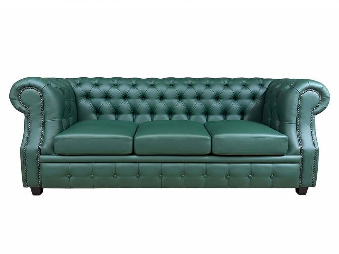 Диван 3х-местный Честер Лофт зеленый
