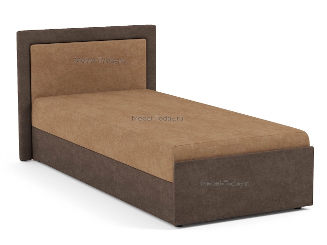 Кровать-тахта Юлия с мягкой спинкой Люкс, полутороспальная, спальное место 120×195, обивка флок, ящик для белья Эконом