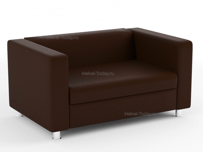 Диван офисный 2х местный Клиппан 150 см, коричневая экокожа