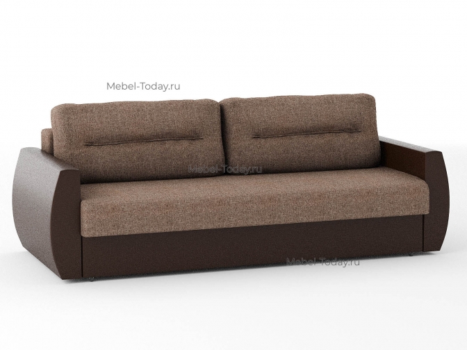 Диван Бостон еврокнижка на пружинном блоке рогожка коричневая и экокожа коричневая