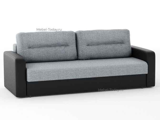 Диван Дублин еврокнижка, пружинный блок, рогожка серая и кожзам черный