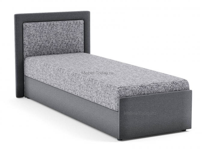 Кровать-тахта Юлия с мягкой спинкой Люкс, односпальная, спальное место 90×195, обивка флок, ящик для белья Эконом