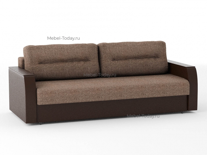 Диван еврокнижка Атлант рогожка коричневая и кожзам коричневый