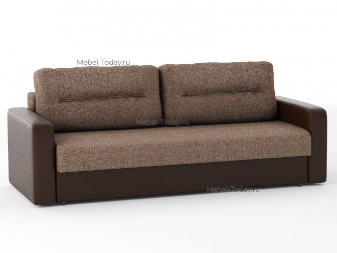 Диван Дублин еврокнижка, пружинный блок, рогожка коричневая и кожзам черный