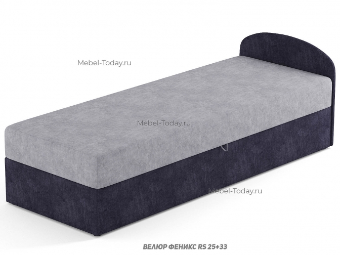 Тахта с овальной спинкой 70 см, малогабаритная, односпальная, обивка велюр, рогожка, плюш, бархат