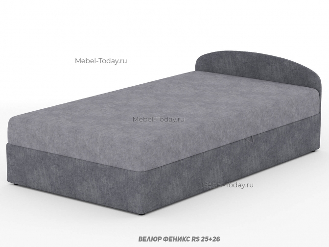 Кровать-тахта с овальной спинкой 120 см, полутороспальная, ящик для белья, подъемный механизм