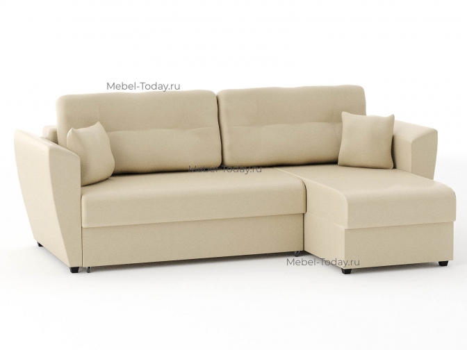 Угловой диван еврокнижка Амстердам экокожа бежевая