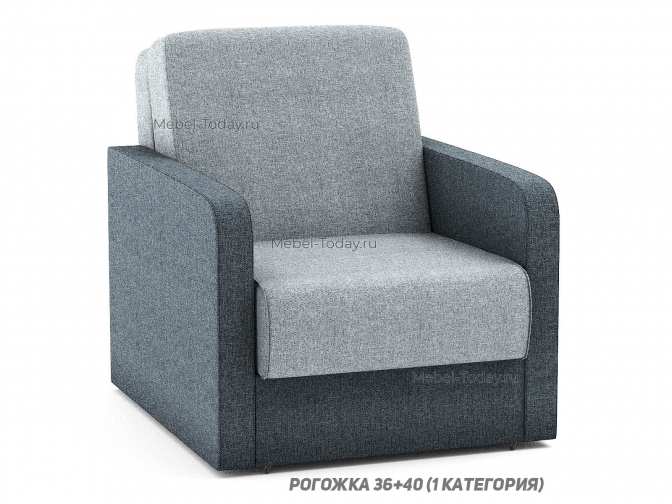 Кресло-кровать односпальное Версаль (Атланта) с узкими подлокотниками, спальное место 60*194 аккордеон, с ящиком для белья