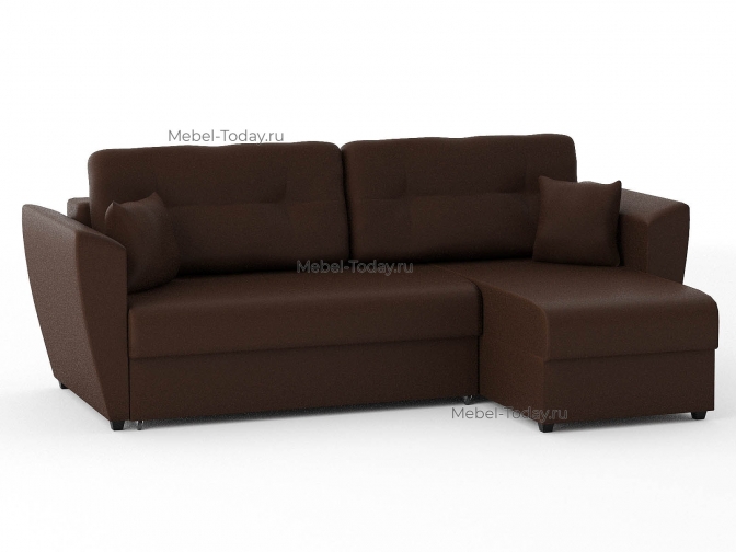 Угловой диван еврокнижка Амстердам экокожа коричневая