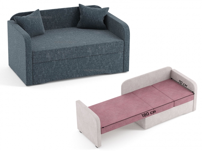 Компактный диван-кушетка Малышка со спальным местом 70x190 с боковым раскладыванием и бельевым ящиком