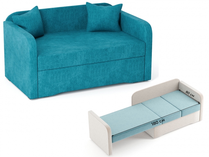 Маленький диван-кушетка Малышка 80x190 с ящиком для белья и боковым механизмом