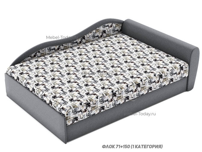 Диван-тахта Юлия плюс угловая 140 см с фигурной волнистой спинкой с выбором обивки