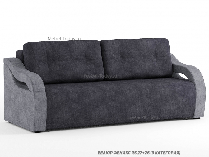 Еврокнижка Сильва, ортопедический и пружинный, обивка рогожка, велюр, флок, диз. 3