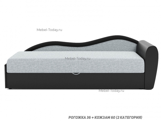 Кушетка Юлия плюс угловая 90 см с фигурной волнистой спинкой, выбор обивки