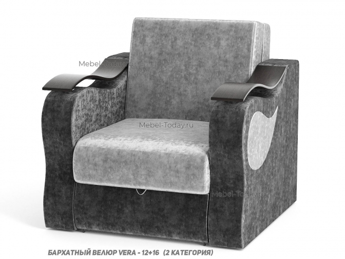 Кресло-кровать Капля аккордеон с ящиком для белья и подлокотниками из МДФ 60x195